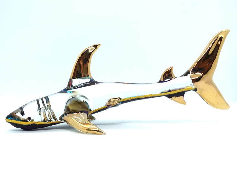 Sansukjai Shark Miniature Figurines Animals Hand Painted Blown Glass Art Sea Collectible Gift Decorate (6 Inches Blue) - Image 5